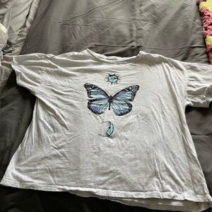 White Bluenotes cropped t-shirt with a butterfly